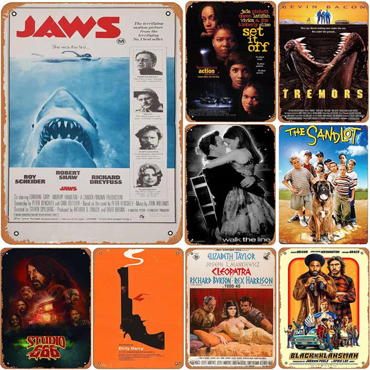 Vintage Movie Metal Tin Signs Jaws Tremors Halloween Movie Poster For Pub Club Cafe bar Home Wall Art Decoration Poster Retro - Grand Goldman