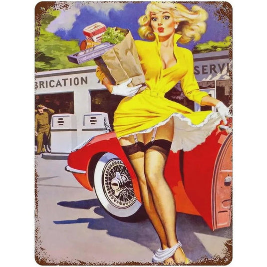 Vintage Pinup Girls Metal Tin Signs Plaque Metal Plate Retro Wall Art Posters for Man Cave Cafe Bar Pub Iron Painting Decoration - Grand Goldman