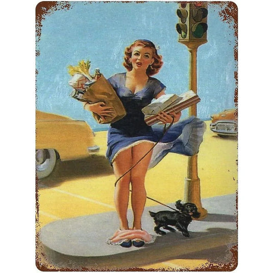Vintage Pinup Girls Metal Tin Signs Plaque Metal Plate Retro Wall Art Posters for Man Cave Cafe Bar Pub Iron Painting Decoration - Grand Goldman