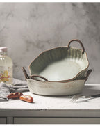 Vintage Rough Pottery Portable Fruit Plate - Grand Goldman