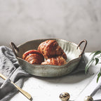 Vintage Rough Pottery Portable Fruit Plate - Grand Goldman