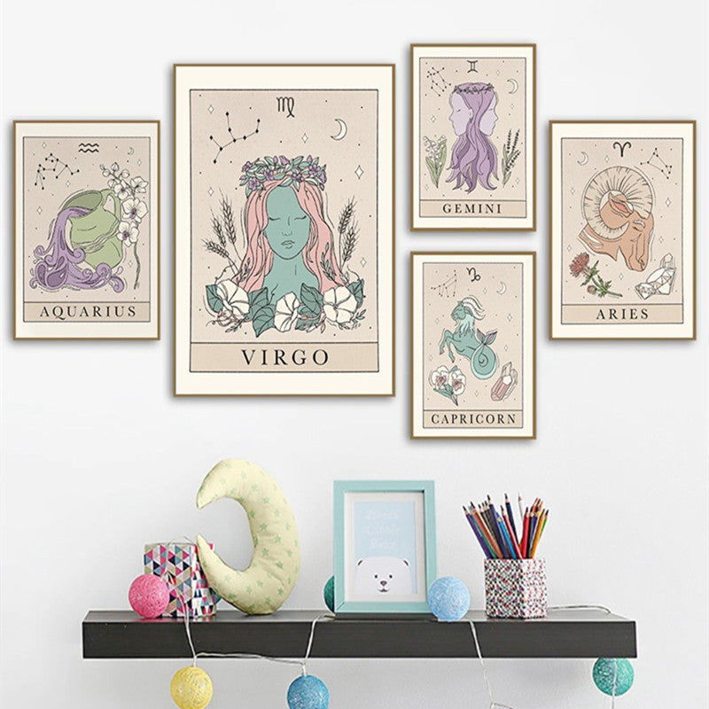 Vintage Tarot Cards Constellation Canvas Painting Poster - Grand Goldman