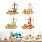 Vintage Turkish Coffee Pot Set - Luxury Zinc Alloy Tea Service Set with 6 Metal Cups, Teapot, Tray | Perfect Wedding, Birthday, Housewarming Gift | Elegant Retro European Design for Living Room, Kitchen, Party - Grand Goldman