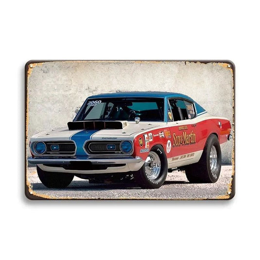 Vintage Vehicle Metal Tin Sign Plaque Retro Tin Painting Racing Car Posters Wall Art Stickers Home Bar Garage Decorative Plates - Grand Goldman