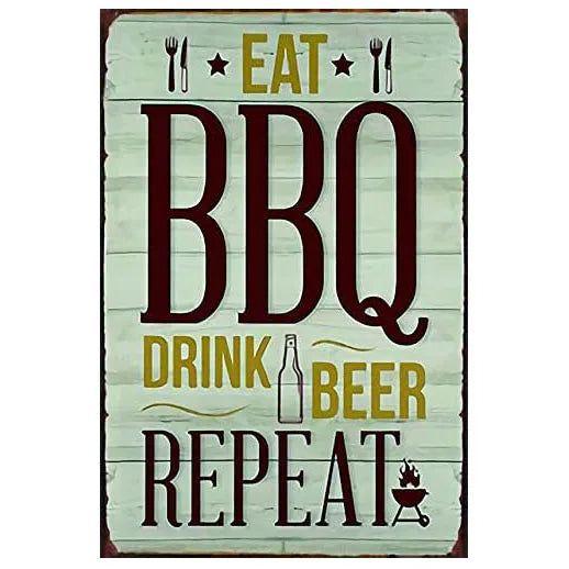 Vintage Warning BBQ Zone Dad's BBQ Metal Tin Signs Posters Plate Wall Decorative for Home Bars Cafe Clubs Retro Posters Plaque - Grand Goldman