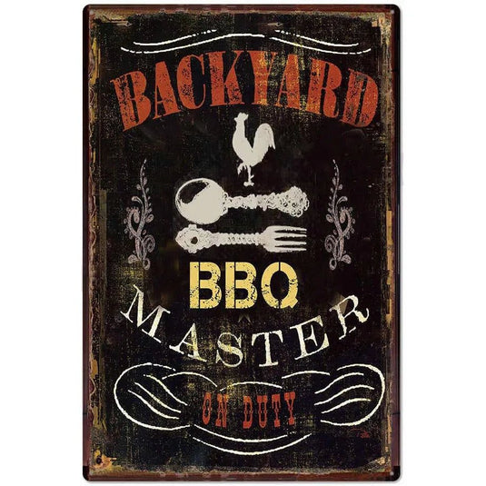 Vintage Warning BBQ Zone Dad's BBQ Metal Tin Signs Posters Plate Wall Decorative for Home Bars Cafe Clubs Retro Posters Plaque - Grand Goldman