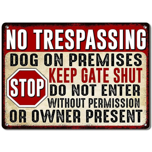 Vintage Warning Metal Tin Signs No Trespassing Posters Plate Wall Decor for Home Bars Garage Cafe Clubs Retro Poster Plaque - Grand Goldman