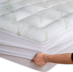 Viscose Made from Bamboo Queen Mattress Topper - Thick Cooling Breathable Pillow Top Mattress Pad for Back Pain Relief - Deep Pocket Topper Fits 8-20 Inches Mattress - Grand Goldman