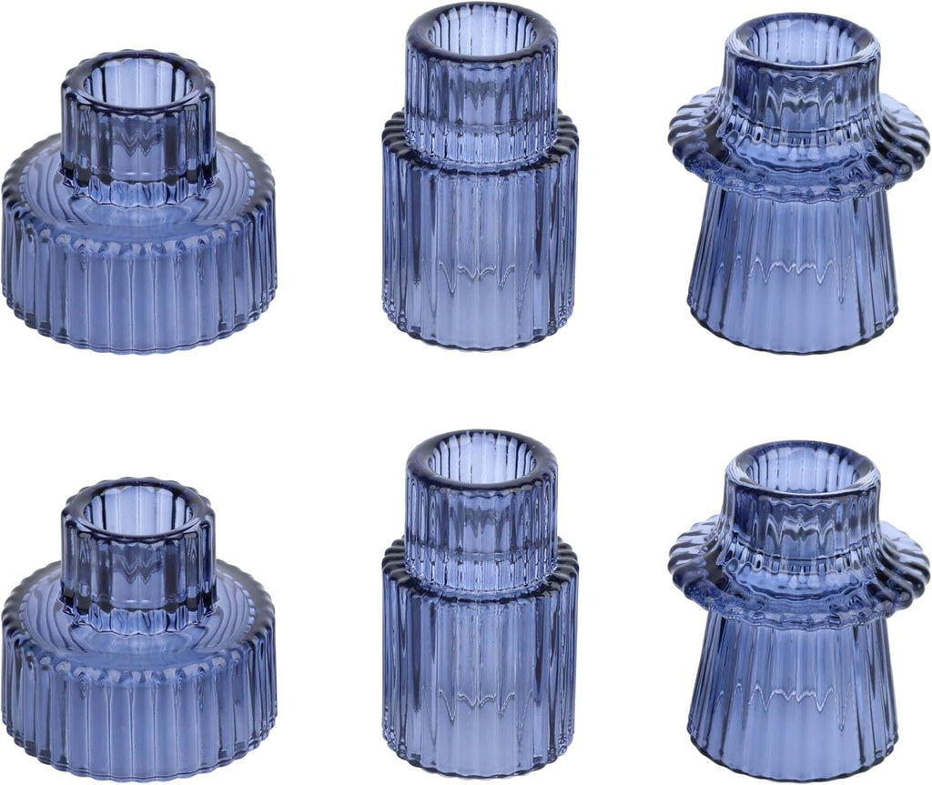 Vixdonos Taper Glass Candlestick Holders Tealight Candle Holders for Table Centerpieces, Wedding Decor and Dinner Party (3 Pcs, Amber) - Grand Goldman