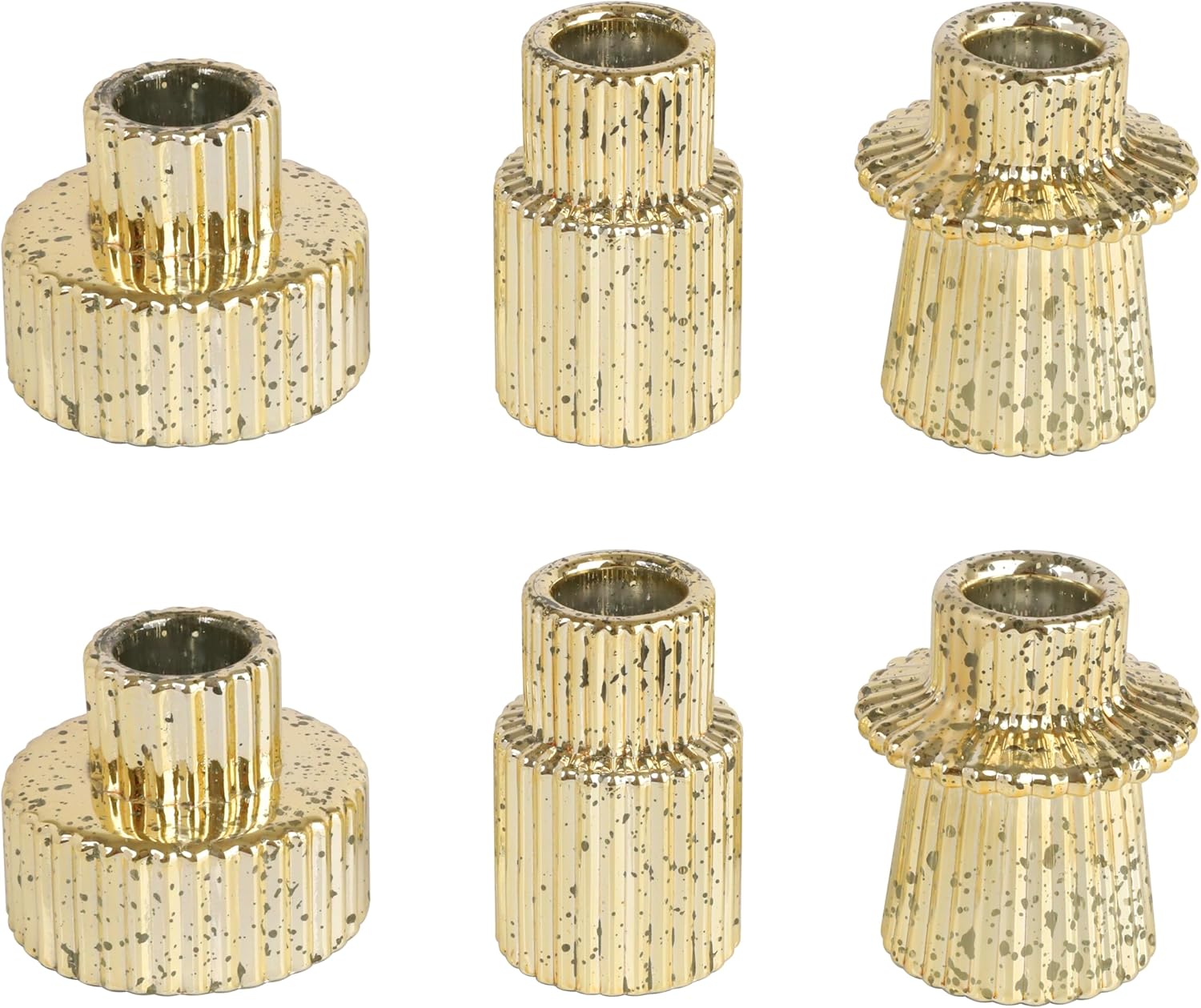 Vixdonos Taper Glass Candlestick Holders Tealight Candle Holders for Table Centerpieces, Wedding Decor and Dinner Party (3 Pcs, Amber) - Grand Goldman