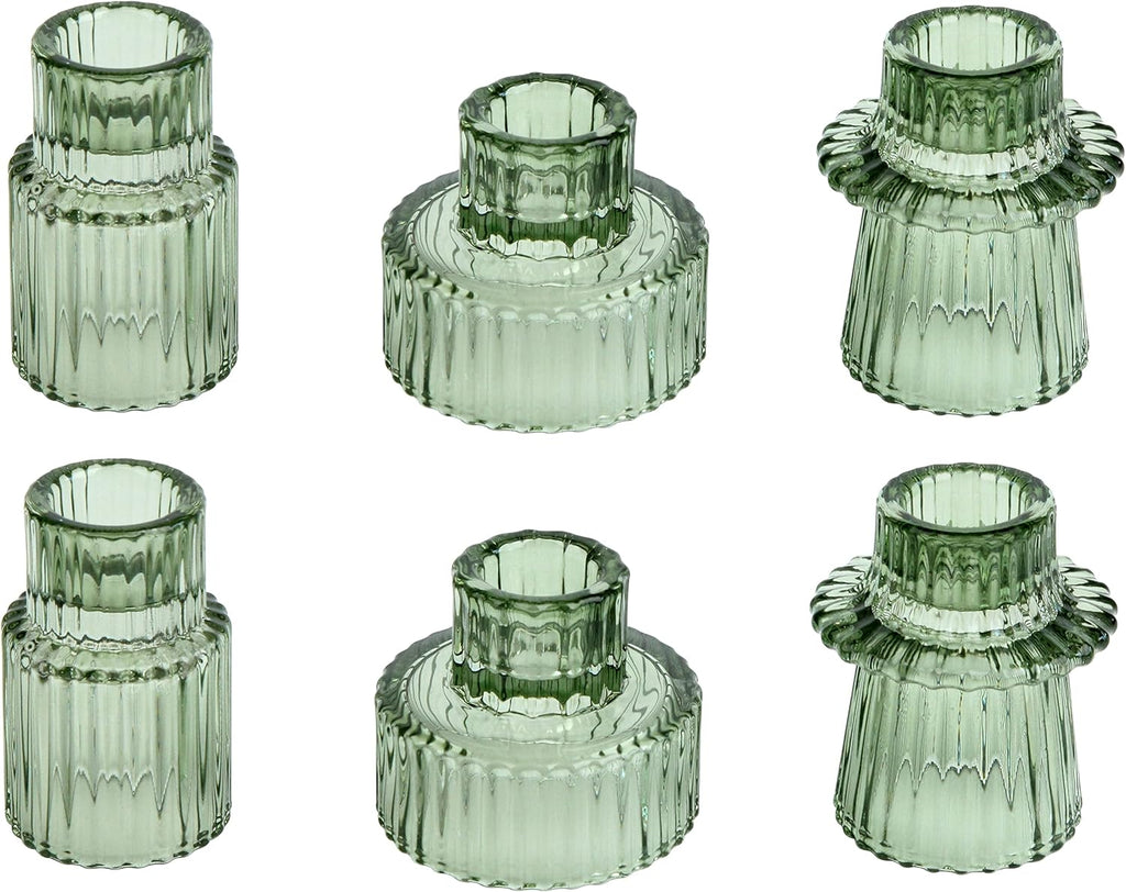 Vixdonos Taper Glass Candlestick Holders Tealight Candle Holders for Table Centerpieces, Wedding Decor and Dinner Party (3 Pcs, Amber) - Grand Goldman