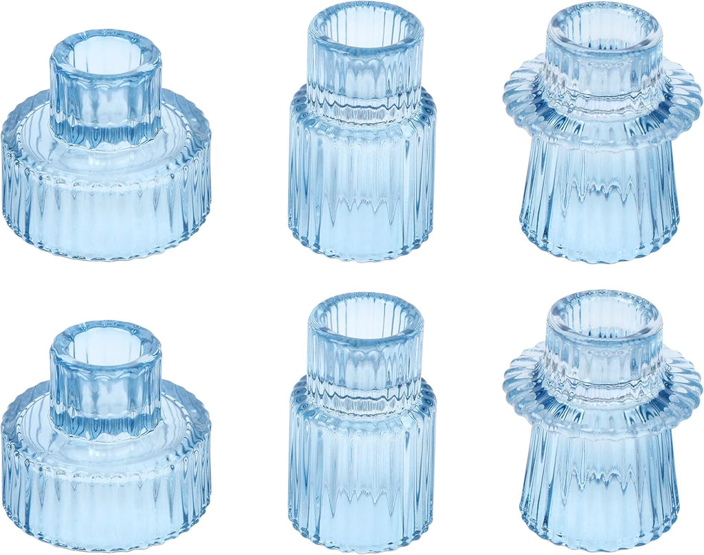 Vixdonos Taper Glass Candlestick Holders Tealight Candle Holders for Table Centerpieces, Wedding Decor and Dinner Party (3 Pcs, Amber) - Grand Goldman