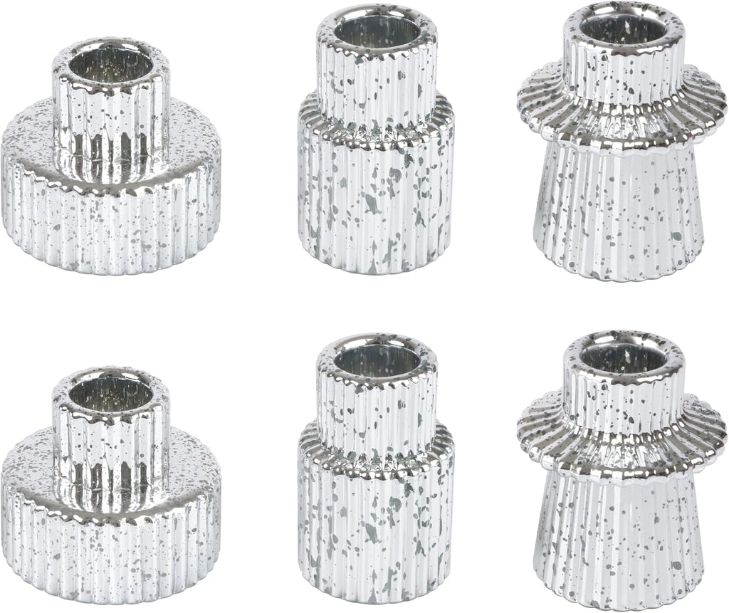 Vixdonos Taper Glass Candlestick Holders Tealight Candle Holders for Table Centerpieces, Wedding Decor and Dinner Party (3 Pcs, Amber) - Grand Goldman