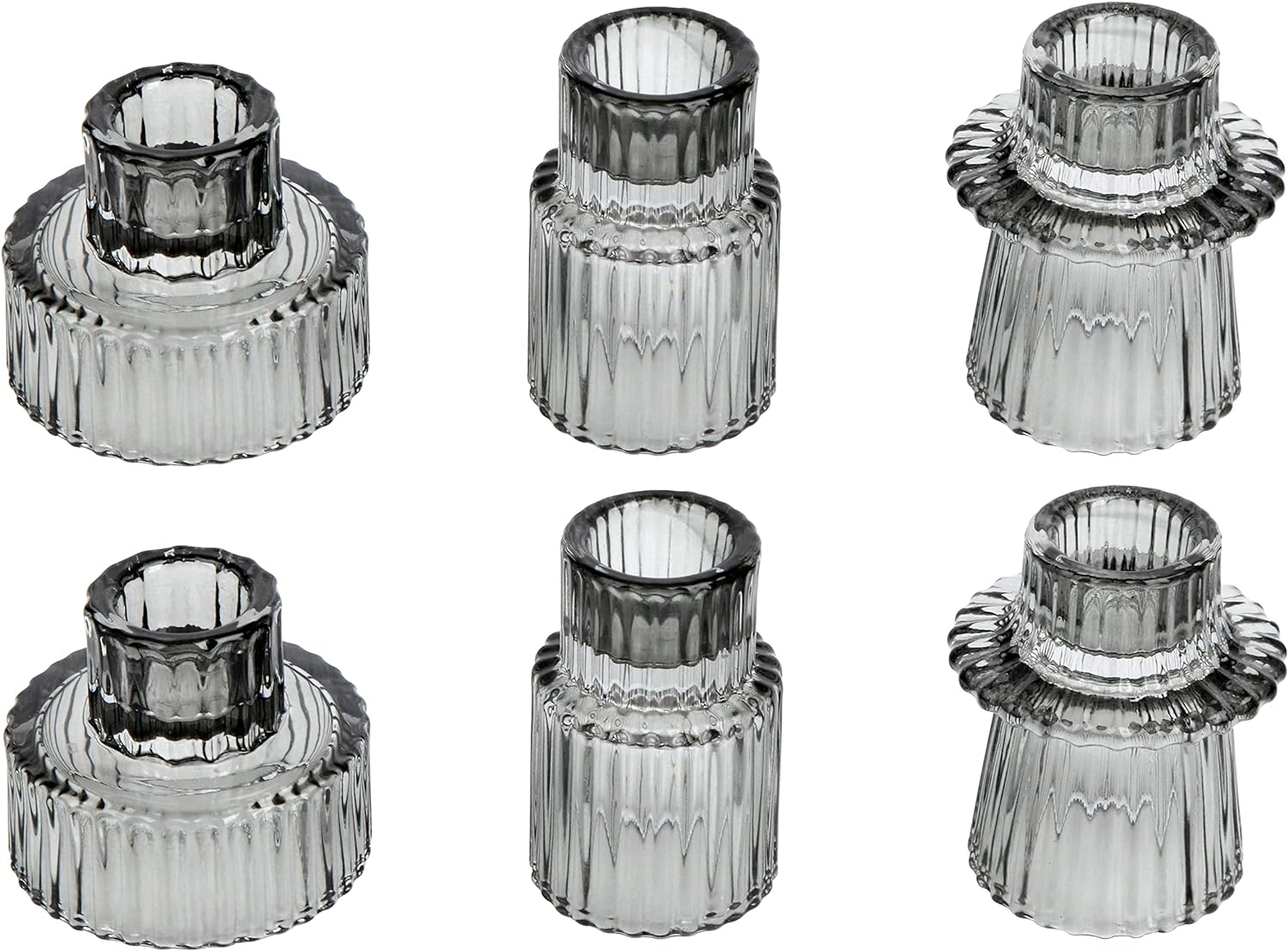 Vixdonos Taper Glass Candlestick Holders Tealight Candle Holders for Table Centerpieces, Wedding Decor and Dinner Party (3 Pcs, Amber) - Grand Goldman