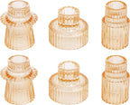 Vixdonos Taper Glass Candlestick Holders Tealight Candle Holders for Table Centerpieces, Wedding Decor and Dinner Party (3 Pcs, Amber) - Grand Goldman