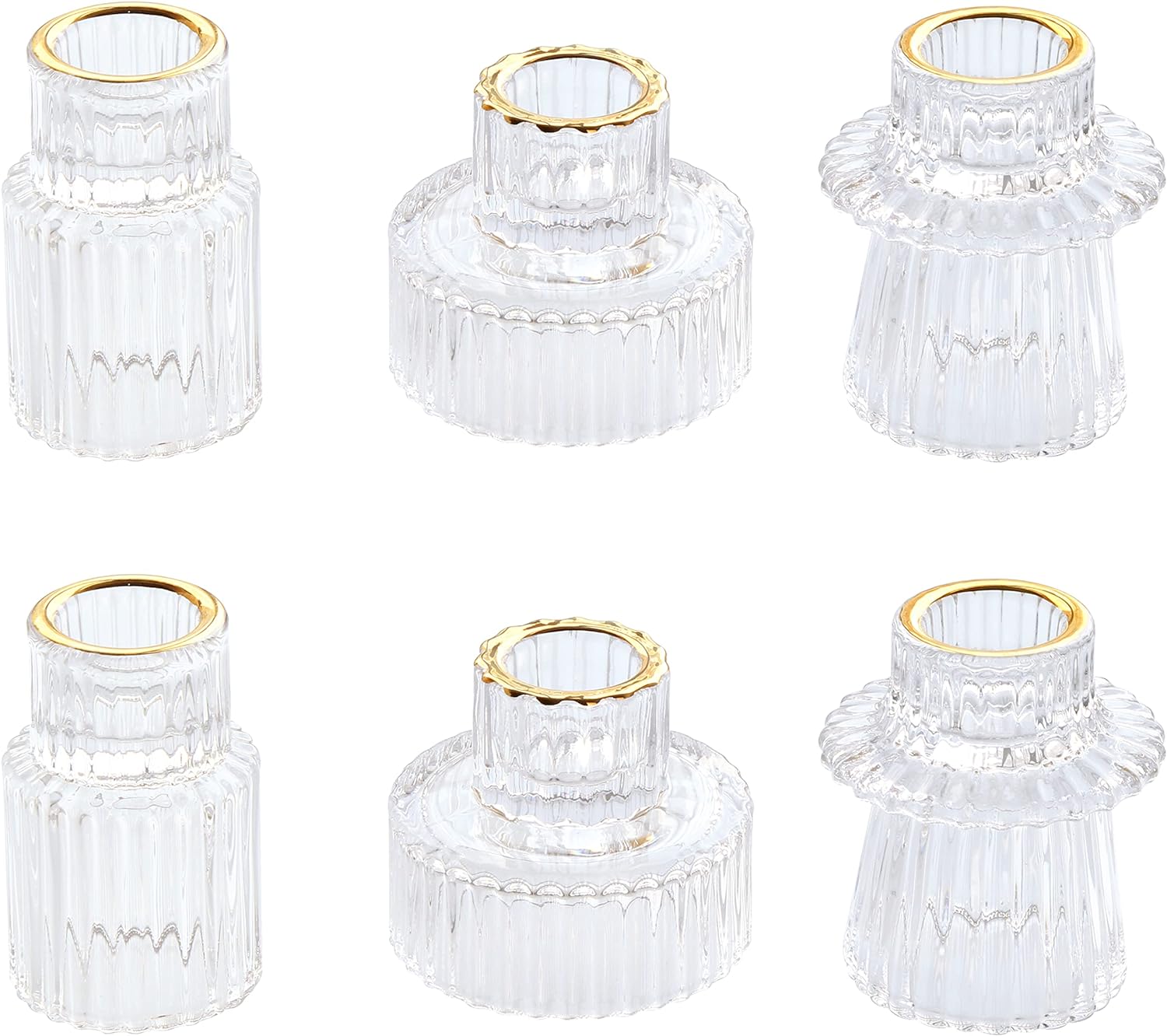 Vixdonos Taper Glass Candlestick Holders Tealight Candle Holders for Table Centerpieces, Wedding Decor and Dinner Party (3 Pcs, Amber) - Grand Goldman