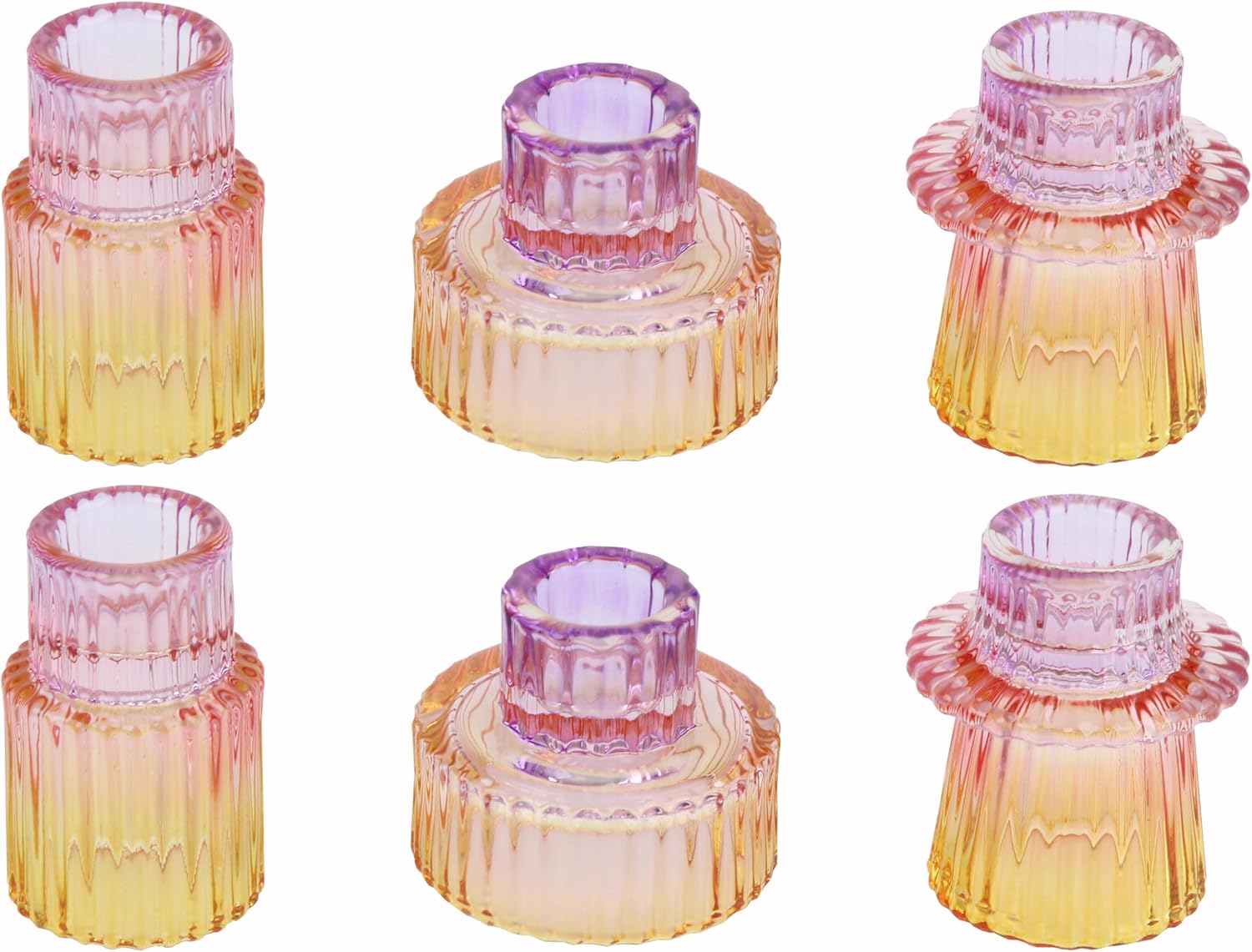 Vixdonos Taper Glass Candlestick Holders Tealight Candle Holders for Table Centerpieces, Wedding Decor and Dinner Party (3 Pcs, Amber) - Grand Goldman