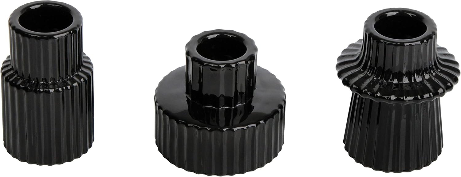 Vixdonos Taper Glass Candlestick Holders Tealight Candle Holders for Table Centerpieces, Wedding Decor and Dinner Party (3 Pcs, Amber) - Grand Goldman