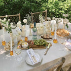 Vixdonos Taper Glass Candlestick Holders Tealight Candle Holders for Table Centerpieces, Wedding Decor and Dinner Party (3 Pcs, Amber) - Grand Goldman