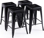 Vogue Furniture Direct 24" Bar Stools Black Backless Metal Barstools Indoor-Outdoor Counter Height Stools with Square Seat, Set of 2 - VF1571001 - Grand Goldman