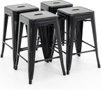 Vogue Furniture Direct 24" Bar Stools Black Backless Metal Barstools Indoor-Outdoor Counter Height Stools with Square Seat, Set of 2 - VF1571001 - Grand Goldman
