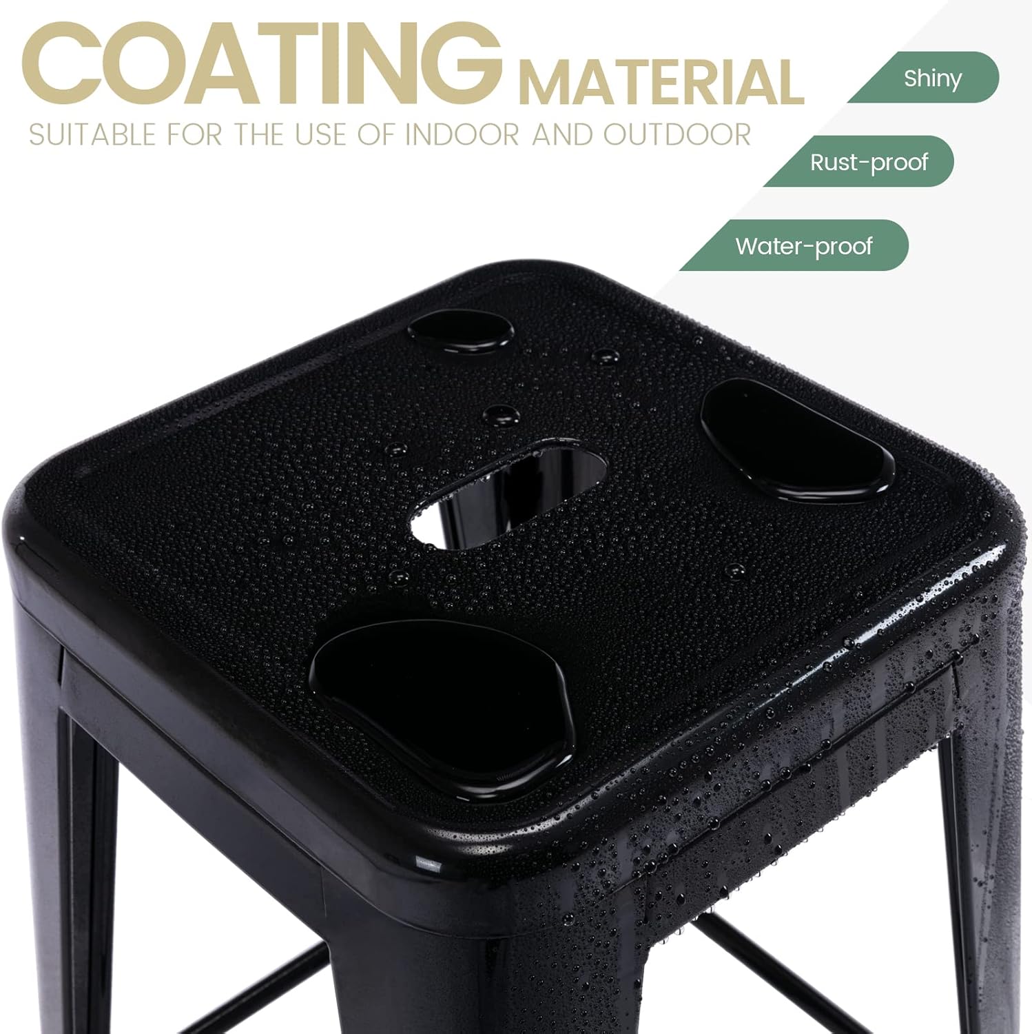 Vogue Furniture Direct 24" Bar Stools Black Backless Metal Barstools Indoor-Outdoor Counter Height Stools with Square Seat, Set of 2 - VF1571001 - Grand Goldman