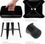 Vogue Furniture Direct 24" Bar Stools Black Backless Metal Barstools Indoor-Outdoor Counter Height Stools with Square Seat, Set of 2 - VF1571001 - Grand Goldman