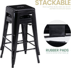 Vogue Furniture Direct 24" Bar Stools Black Backless Metal Barstools Indoor-Outdoor Counter Height Stools with Square Seat, Set of 2 - VF1571001 - Grand Goldman