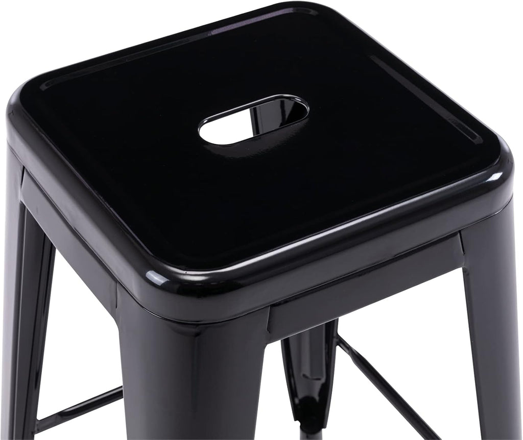 Vogue Furniture Direct 24" Bar Stools Black Backless Metal Barstools Indoor-Outdoor Counter Height Stools with Square Seat, Set of 2 - VF1571001 - Grand Goldman