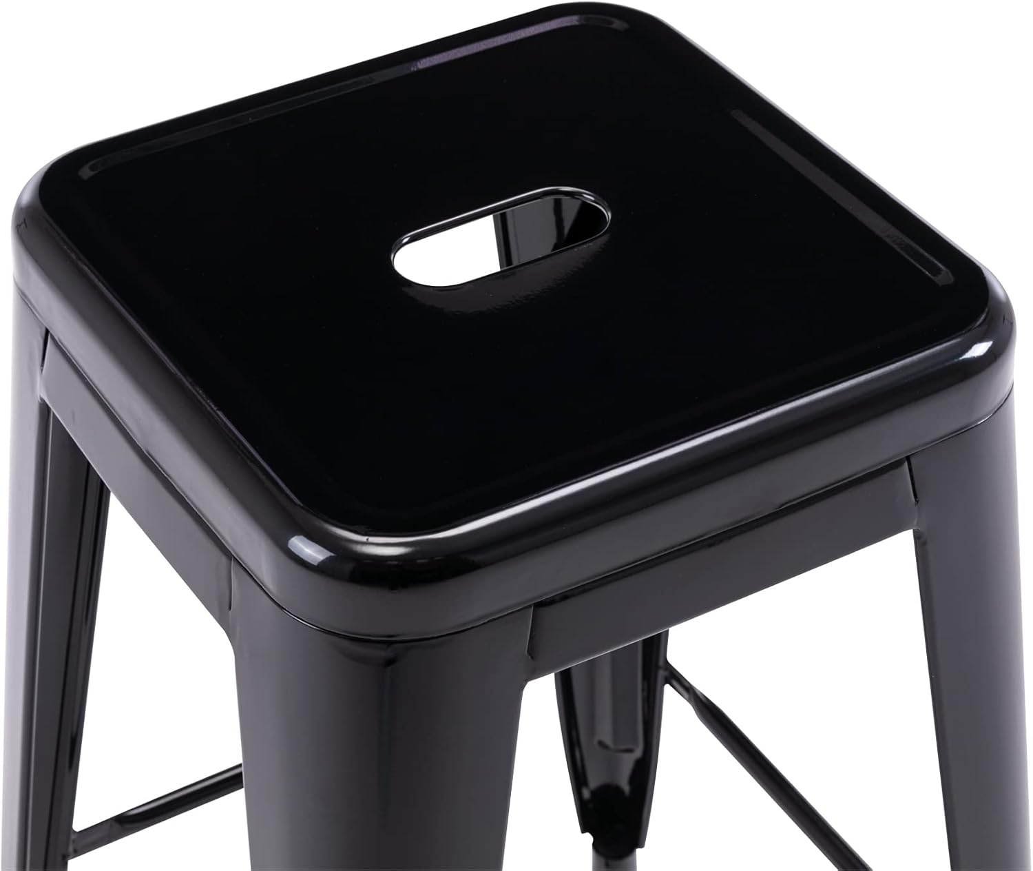 Vogue Furniture Direct 24" Bar Stools Black Backless Metal Barstools Indoor-Outdoor Counter Height Stools with Square Seat, Set of 2 - VF1571001 - Grand Goldman