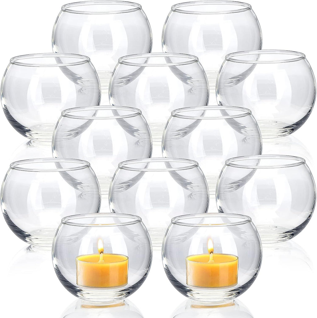 Volens Round Gold Votive Candle Holders, Mercury Glass Candle Holder Set of 12 - Grand Goldman