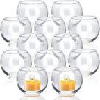 Volens Round Gold Votive Candle Holders, Mercury Glass Candle Holder Set of 12 - Grand Goldman