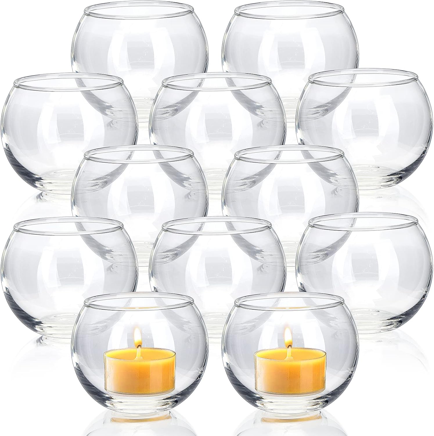 Volens Round Gold Votive Candle Holders, Mercury Glass Candle Holder Set of 12 - Grand Goldman
