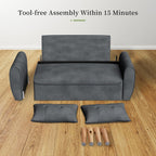 Vongrasig 47" Small Modern Loveseat Sofa, Mid Century Linen Fabric 2-Seat Couch Tufted Love Seat with Back Cushions and Tapered Wood Legs for Living Room, Bedroom and Small Space (Dark Gray) - Grand Goldman