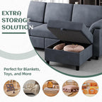 Vongrasig Convertible Sectional Sofa Couch, 3 Seat L Shaped Sofa with Removable Pillows Linen Fabric Small Couch Mid Century for Living Room, Apartment and Office (Gray) - Grand Goldman