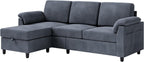 Vongrasig Convertible Sectional Sofa Couch, 3 Seat L Shaped Sofa with Removable Pillows Linen Fabric Small Couch Mid Century for Living Room, Apartment and Office (Gray) - Grand Goldman