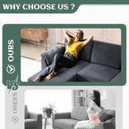 Vongrasig Convertible Sectional Sofa Couch, 3 Seat L Shaped Sofa with Removable Pillows Linen Fabric Small Couch Mid Century for Living Room, Apartment and Office (Gray) - Grand Goldman