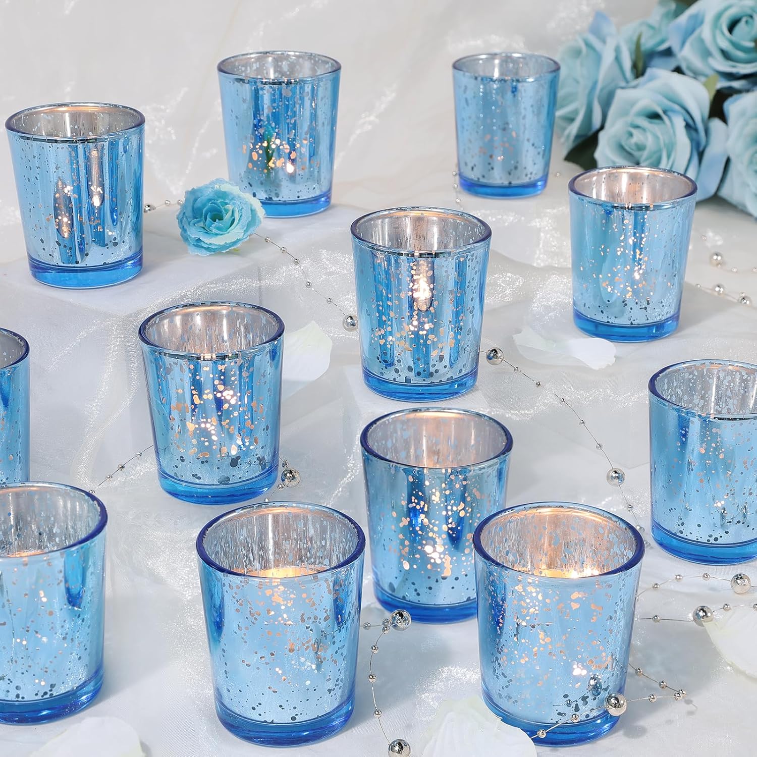 Votive Candle Holders Set of 24, Speckled Mercury Silver Candle Holders for Wedding Centerpiece Table Decorations, Tealight Candle Holder for Party Bridal Shower Decor, Christmas Home Decor - Grand Goldman