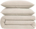 WDCOZY Beige Muslin Cotton Quilt Bedding Sets King Size with 2 Pillow Shams, Neutral Shabby Chic Rustic Textured Gauze Lightweight Country Soft Bedspread Coverlet for All Season, 3 Pieces - Grand Goldman