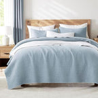 WDCOZY Beige Muslin Cotton Quilt Bedding Sets King Size with 2 Pillow Shams, Neutral Shabby Chic Rustic Textured Gauze Lightweight Country Soft Bedspread Coverlet for All Season, 3 Pieces - Grand Goldman