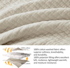 WDCOZY Beige Muslin Cotton Quilt Bedding Sets King Size with 2 Pillow Shams, Neutral Shabby Chic Rustic Textured Gauze Lightweight Country Soft Bedspread Coverlet for All Season, 3 Pieces - Grand Goldman