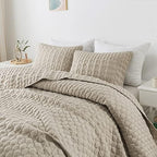 WDCOZY Oversized California Cal King Size Quilt Bedding Sets with Pillow Shams, Beige Tan Cream Lightweight Soft Bedspread Coverlet Bed Cover, All Season Spring Summer, 3 Pieces, 116x106 inches - Grand Goldman