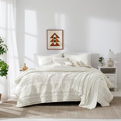 WDCOZY Oversized California Cal King Size Quilt Bedding Sets with Pillow Shams, Beige Tan Cream Lightweight Soft Bedspread Coverlet Bed Cover, All Season Spring Summer, 3 Pieces, 116x106 inches - Grand Goldman
