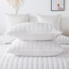 WDCOZY White Queen Size Quilt Bedding Sets with Pillow Shams, Lightweight Soft Bedspread Coverlet, Quilted Blanket Thin Comforter Bed Cover, All Season Summer Spring, 3 Pieces, 90x90 inches - Grand Goldman