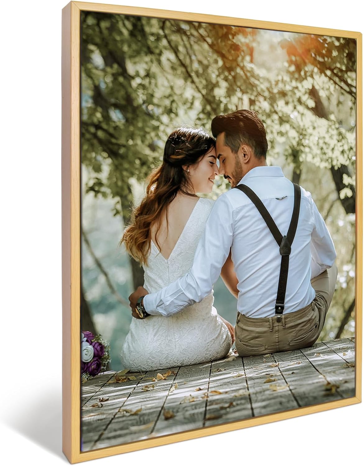 WEGA Custom Canvas Prints with Your Photos (Framed 8X10) Upload Your Image/Photo-Custom Personalized Photo Gifts to Canvas,Wall Art Canvas Printing Gifts for Pets Family Baby Wedding - Grand Goldman
