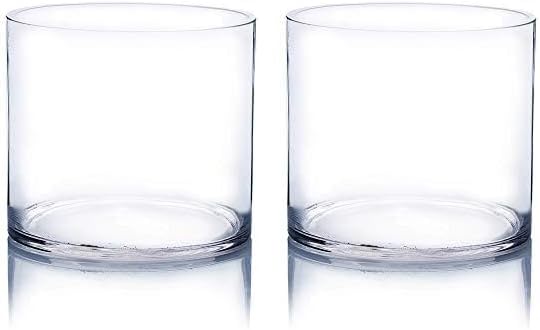 WGV Quality Thick Cylinder Vase, Width 6", Height 8", Clear Glass Container Terrarium Candle Holder for Wedding Centerpiece, Event, Home Decor, 1 Piece - Grand Goldman