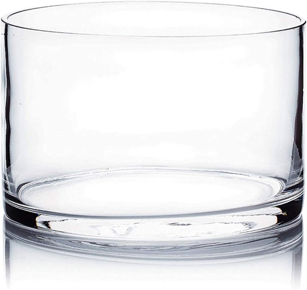 WGV Quality Thick Cylinder Vase, Width 6", Height 8", Clear Glass Container Terrarium Candle Holder for Wedding Centerpiece, Event, Home Decor, 1 Piece - Grand Goldman