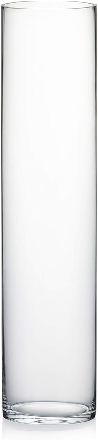 WGV Quality Thick Cylinder Vase, Width 6", Height 8", Clear Glass Container Terrarium Candle Holder for Wedding Centerpiece, Event, Home Decor, 1 Piece - Grand Goldman