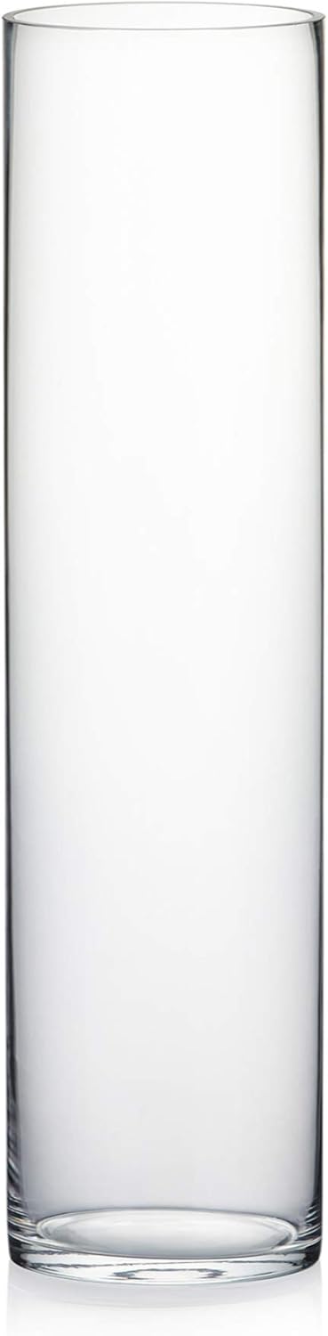 WGV Quality Thick Cylinder Vase, Width 6", Height 8", Clear Glass Container Terrarium Candle Holder for Wedding Centerpiece, Event, Home Decor, 1 Piece - Grand Goldman