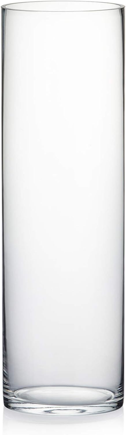 WGV Quality Thick Cylinder Vase, Width 6", Height 8", Clear Glass Container Terrarium Candle Holder for Wedding Centerpiece, Event, Home Decor, 1 Piece - Grand Goldman